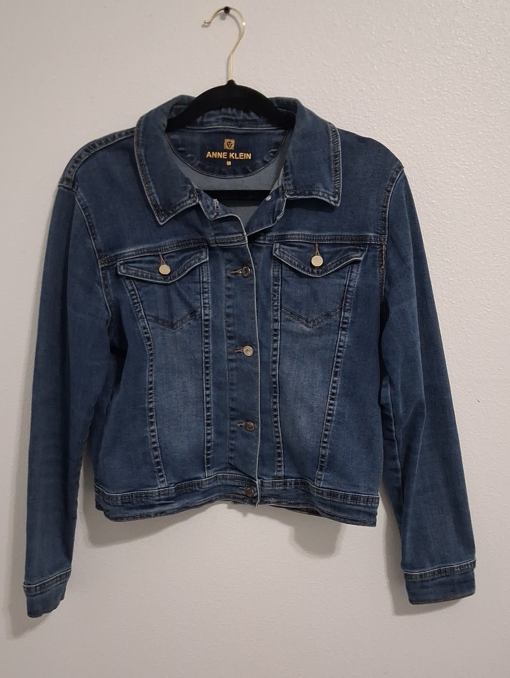 Anne Klein Dark Blue Denim Trucker Jacket